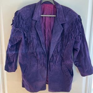 Vintage Suede Purple Fringe Women's Jacket